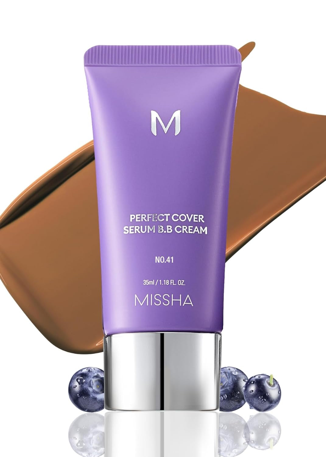 M PERFECT COVER SERUM BB CREAM No.41 Medium Tan- Tan/Deep with Warm Undertone, BB Cream by Cardi B Pick, Skin Tint, Tinted Moisturizer, Skin Care Foundation Makeup, Korean Makeup,1.18 Fl Oz